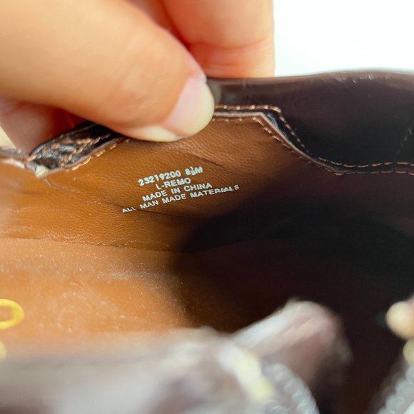 Franco Sarto Remo Heeled‎ Square Toe Brown Leather Zip Pumps Shoes Womens… - Picture 4 of 9